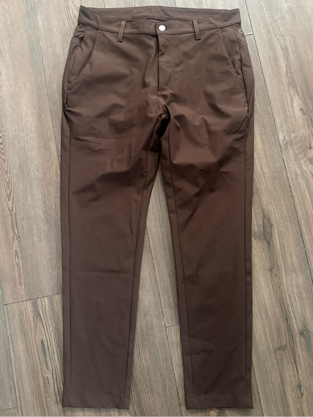 Fabletics The Don Trouser Slim Fit Brown Performance Golf Travel Pants 33x30